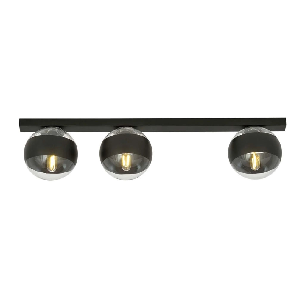 Plafoniera Moderna Giapeto Acciaio Nero 3 Luci E14 Ip20