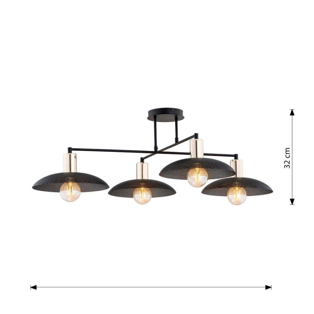Plafoniera nera oro 4 luci 100cm Spirit Emibig E27