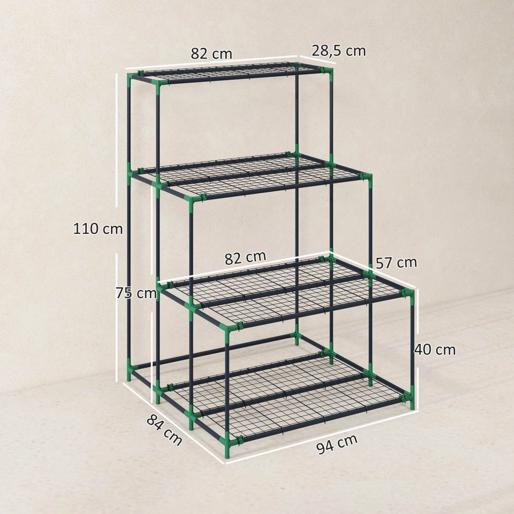 Supporto per Piante a 4 Livelli Scala ¨C Minimal ¨C Verde Struttura Metallo
