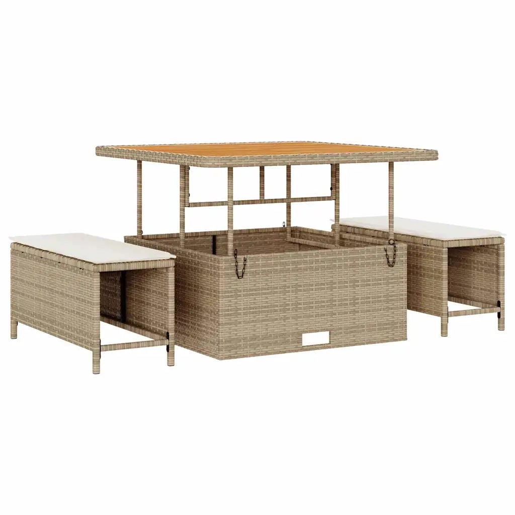 Set Divano da Giardino 11 pcs Beige polyrattan