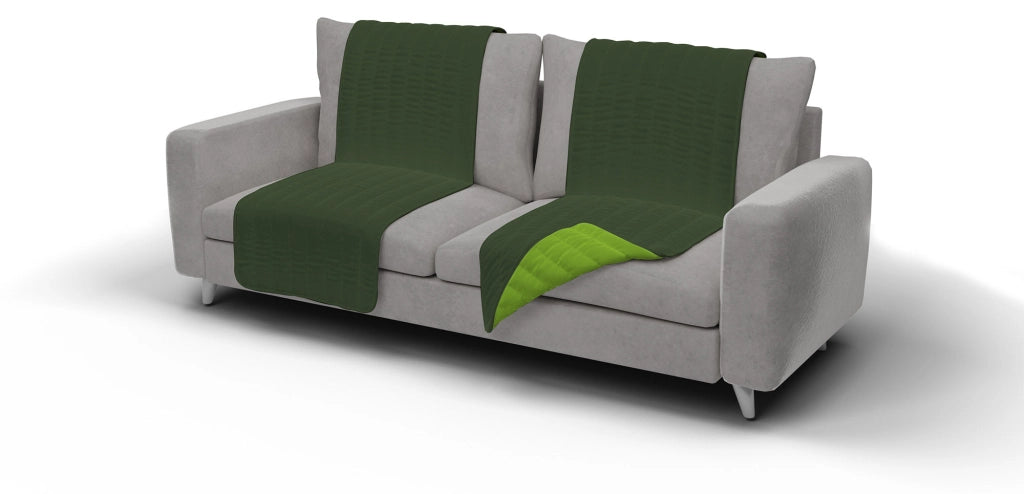 Copriseduta Divano Trapuntato in Microfibra Doubleface Verde Mela/Verde Scuro