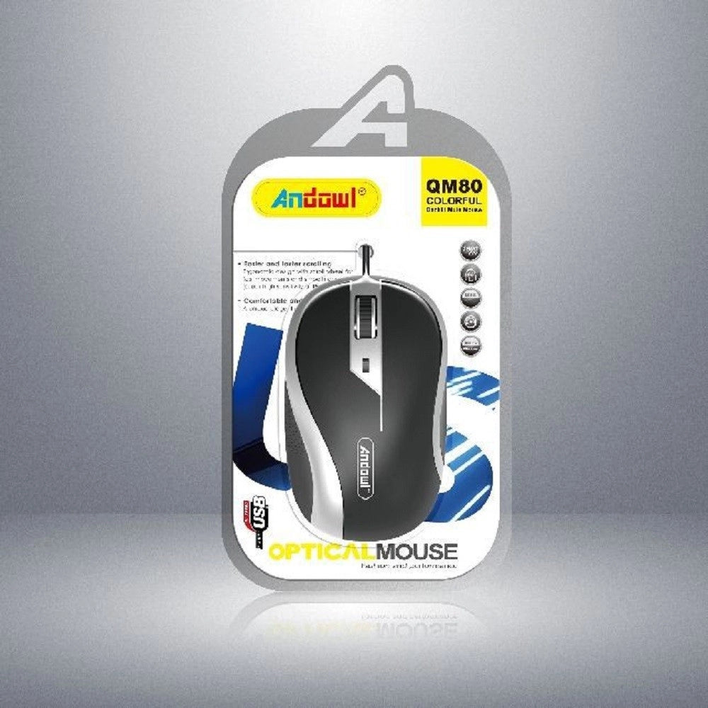 Trade Shop - Mouse Ottico Con Cavo Usb Silenzioso Cablato Per Computer Pc Notebook Qm80 -