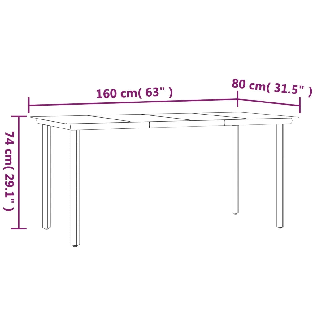 Set da Pranzo da Giardino 7 pz Nero in Acciaio e Textilene 3200695