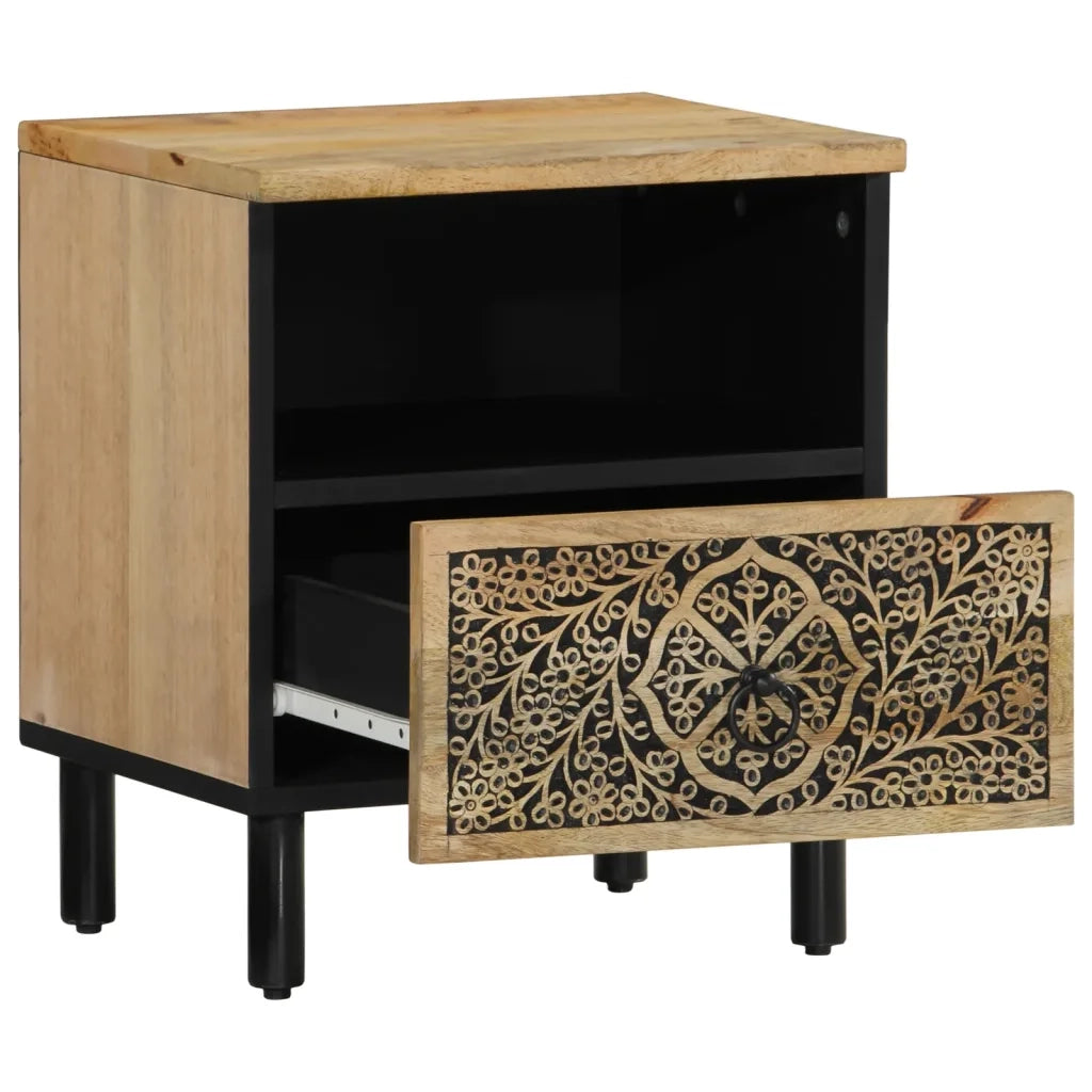 Comodino 40x33x46 cm in Legno Massello di Mango 358218