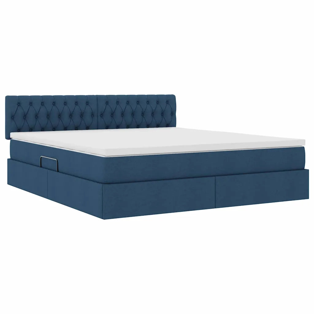Letto con contenitore e materasso con testiera Blu 180 x 200 cm 3370592