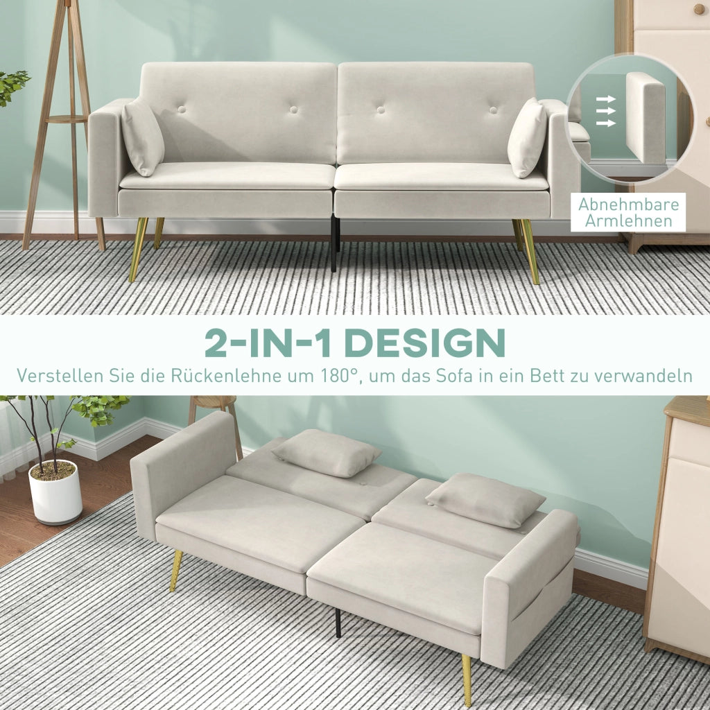 Divano letto 2 posti imbottito ¨C zephmum ¨C beige