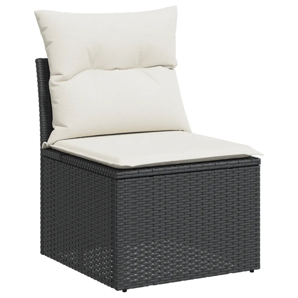 Set Divani da Giardino 10pz con Cuscini in Polyrattan Nero 3219456