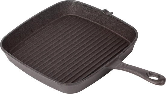 Piatto multifunzionale in ghisa - Forno - Distribuzione uniforme del calore - Preimbevuto - Cottura facile - Piatto in ghisa per griglia - Cottura a vapore - 16cm