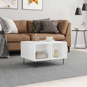 Tavolino Salotto-Tavolino da soggiorno-Tavolo Bianco Lucido 60x50x36,5 cm Legno Multistrato 605898
