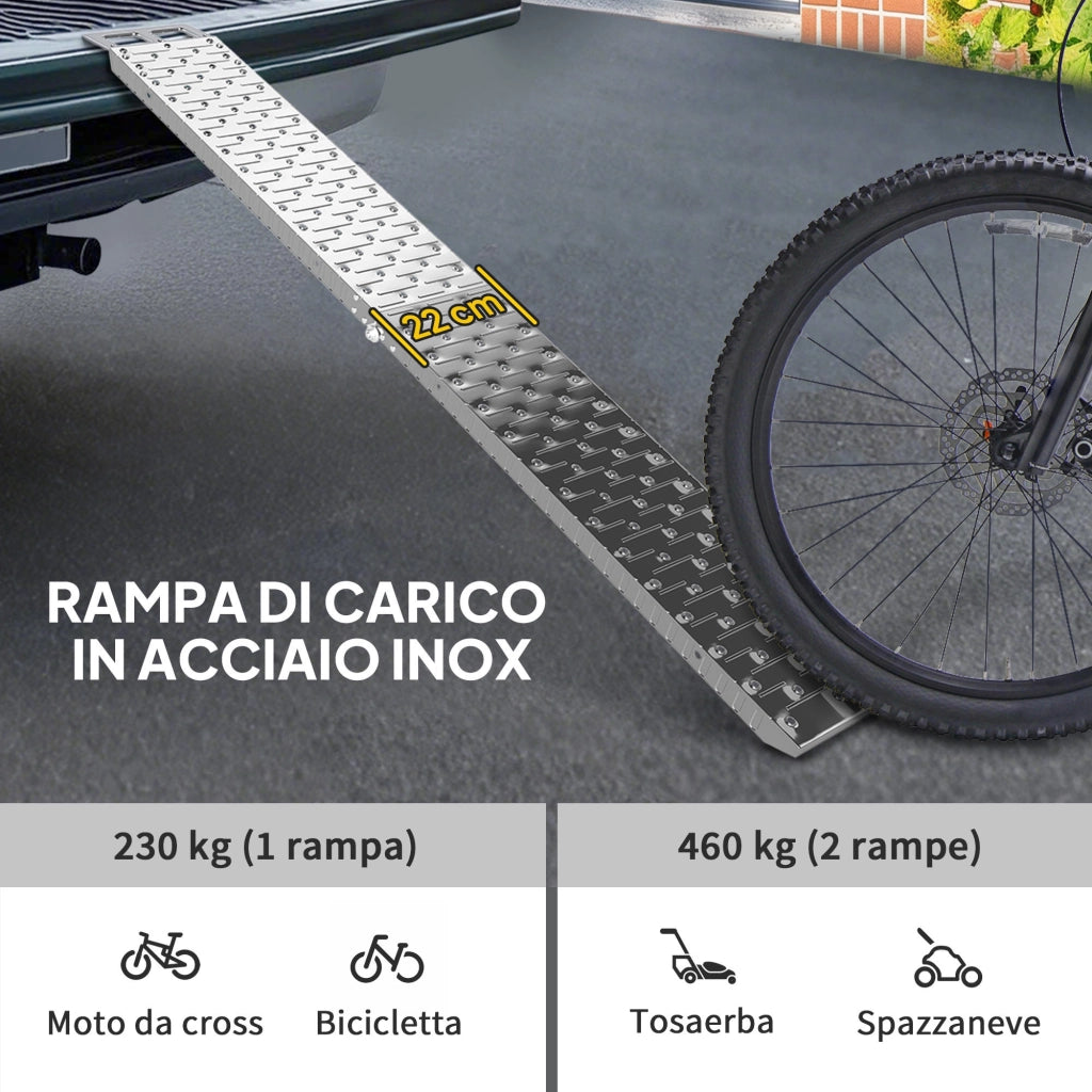 Rampa Pieghevole per Moto ¨C Minimal ¨C Acciaio Antiscivolo Argento
