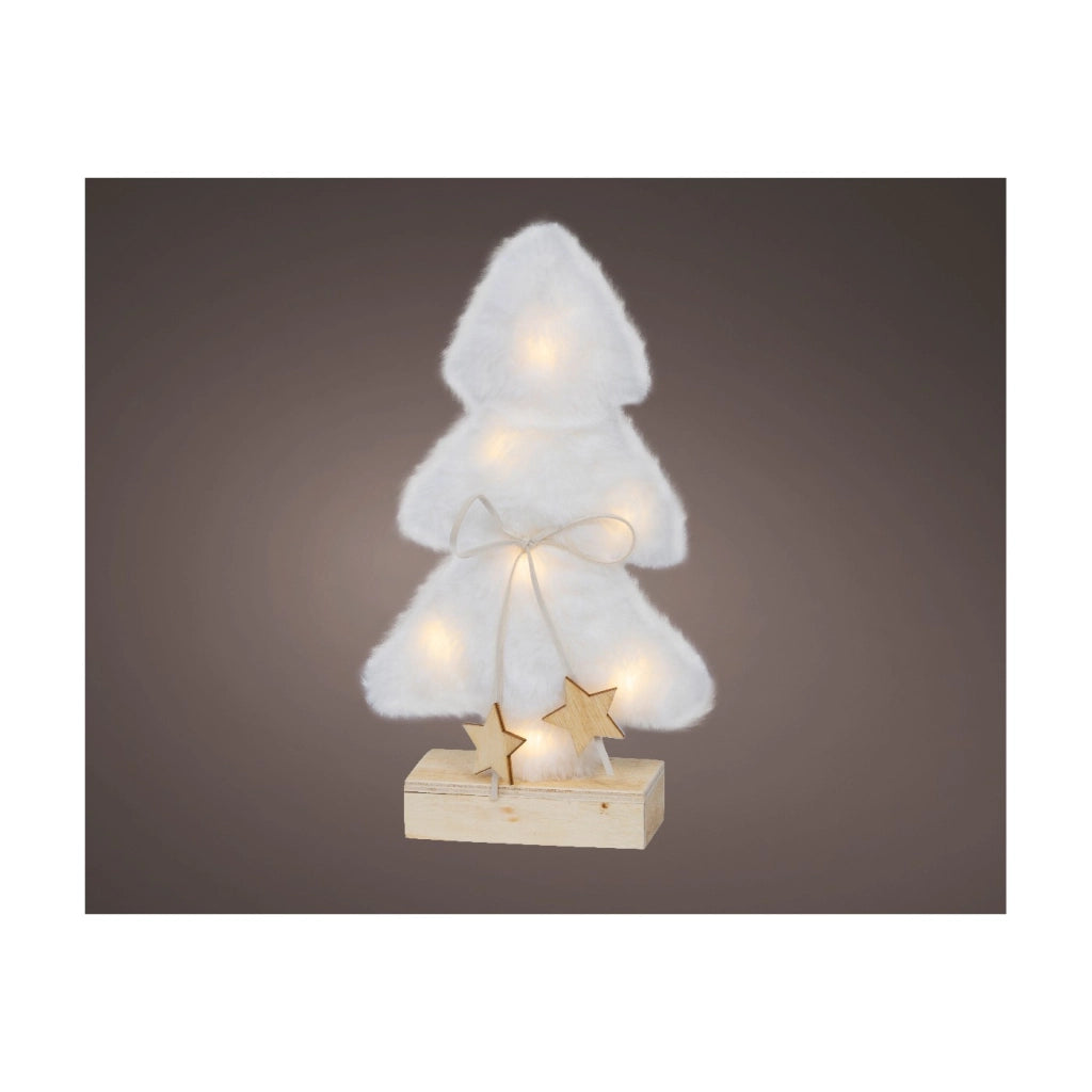 Albero Lgn effetti neve bianca c/LED 5x14x24,5cm