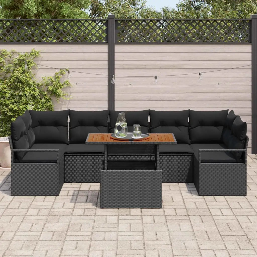 Set Divano da Giardino con archiviazione 8 pcs Nero Poly Rattan 3358417