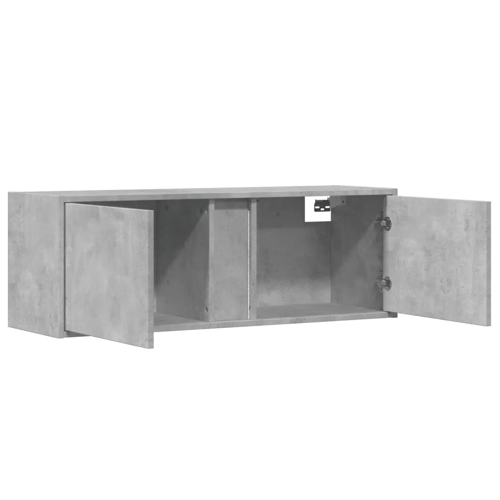 Mobile TV a Parete | Armadietto TV | Mobile Porta TV con Luci LED Grigio Cemento 100x31x35 cm