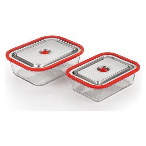 Magic Vac ACO1137 Free Contenitore Sottovuoto Vetro Borosilicato 1.2 L 280°C colore Inox Rosso