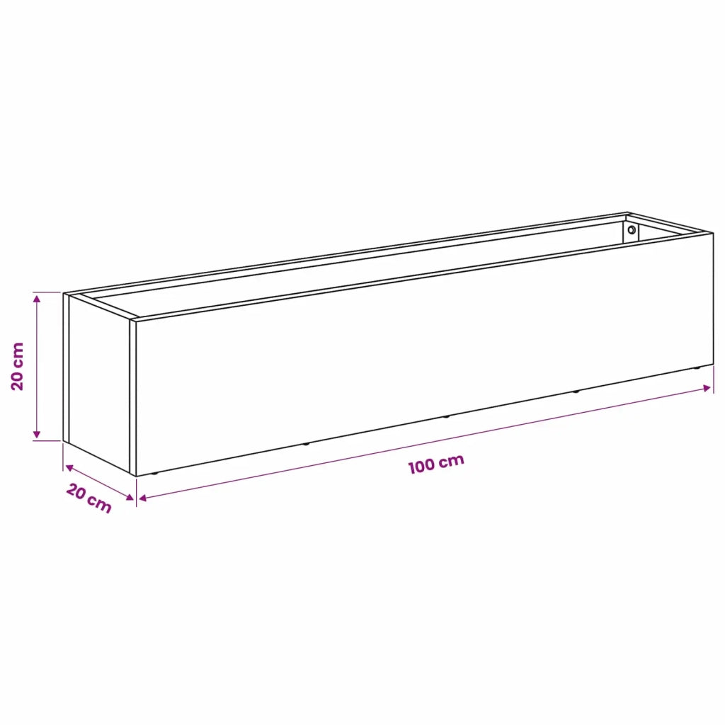 Vaso da giardino Argento 100 x 20 x 20 cm Acciaio zincato 8005186