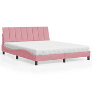 Letto con Materasso Hanko Rosa 160x200 cm in Velluto