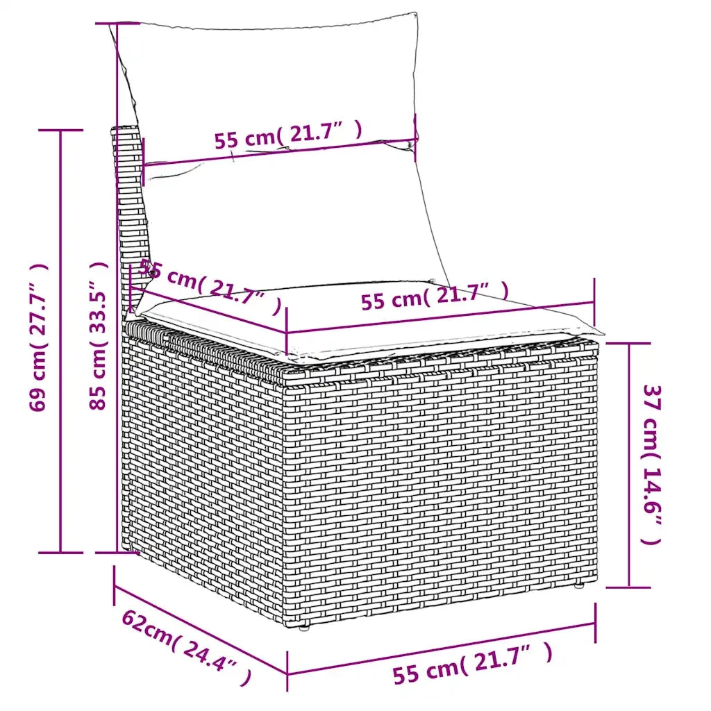 Set Divano da Giardino 6 pz con Cuscini Marrone in Polyrattan 3222592
