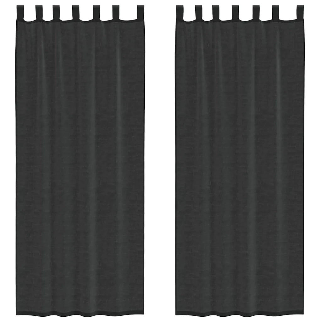Tende in Voile con Linguetta 2 pz Nero