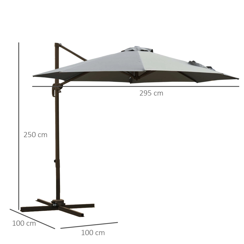 Ombrellone da Giardino ¨C Minimal ¨C Grigio, ?2.95x2.5 m