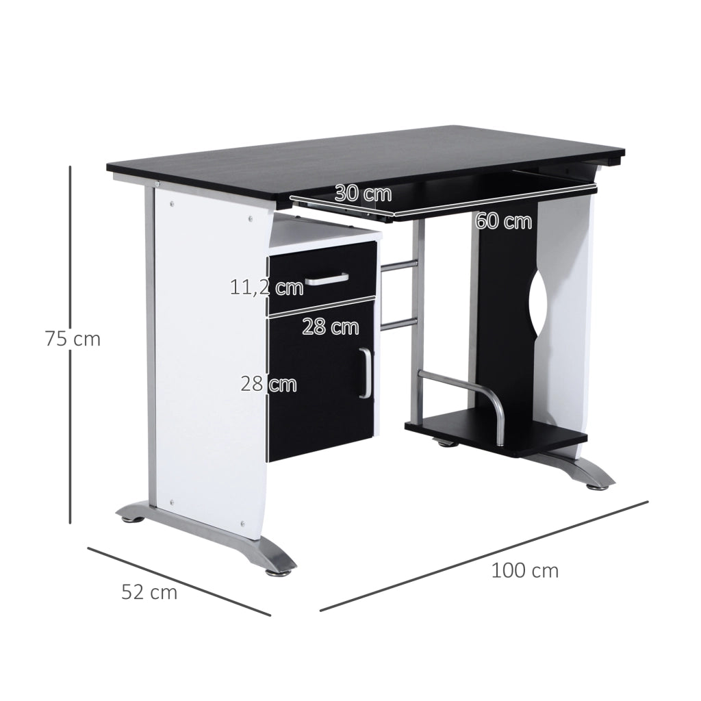 Scrivania computer design in MDF nero e bianco ¨C Minimal ¨C 100x52x75 cm