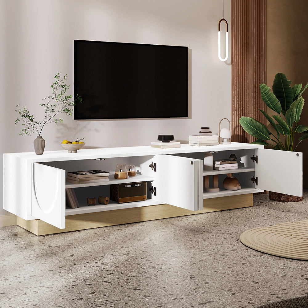 Mobile TV moderno - Xylo - 175cm bianco venato design curvo