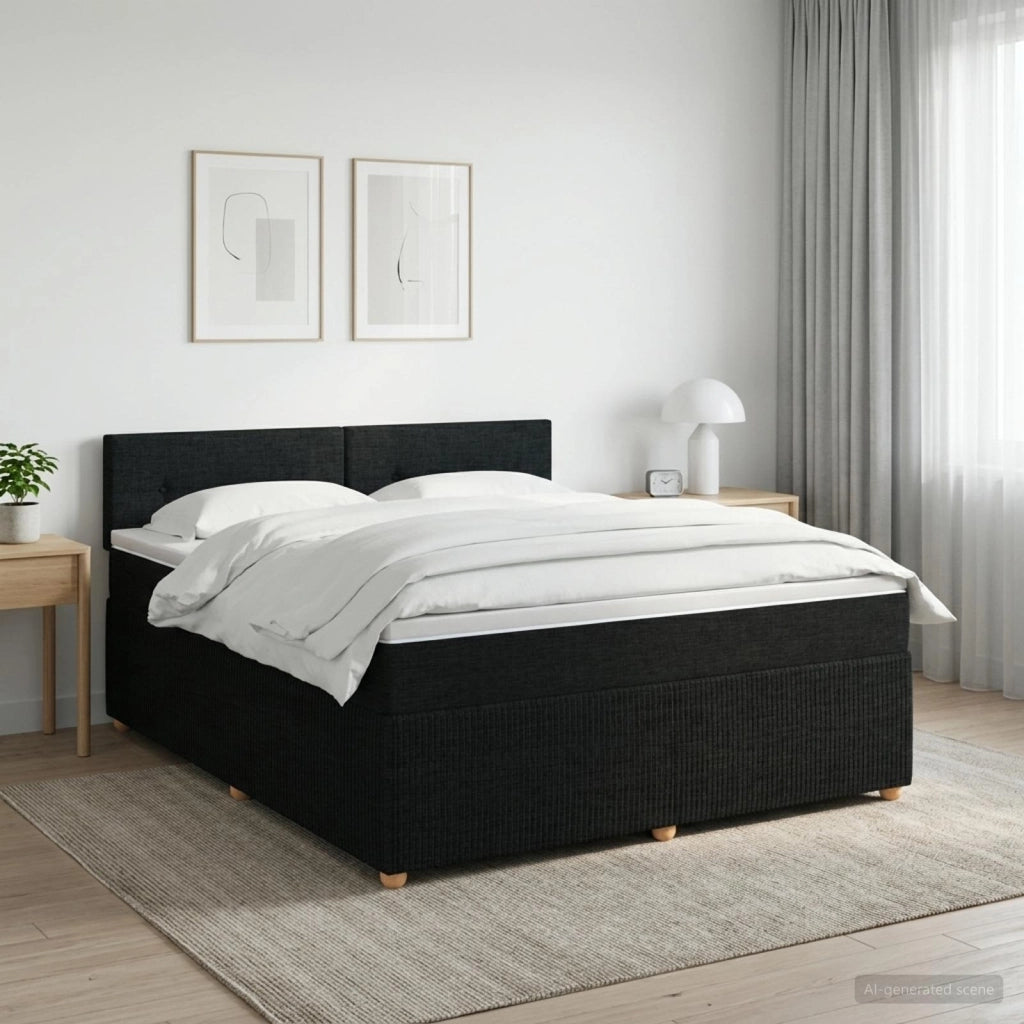 Letto box spring con materasso Nero 140 x 190 cm Tessuto 3451463