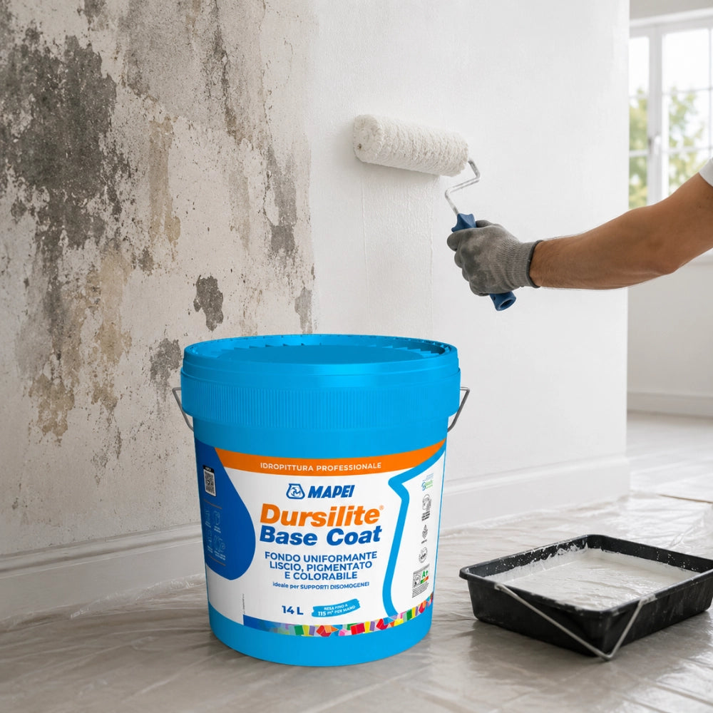Mapei dursilite base coat fondo murale liscio colorabile per supporti disomogenei *** formato 14 lt, confezione 1