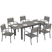 Set Giardino 7 Pezzi con Tavolo Estensibile e 6 Sedie Pieghevoli ¨C Zephmum ¨C Legno Effetto Aluminium