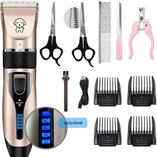 Tondeuse per Animali - 120 min - Senza Fili - Trimmer per Cani - Trimmer per Gatti - Trimmer per Conigli - Accessori Vari - 1200mAh