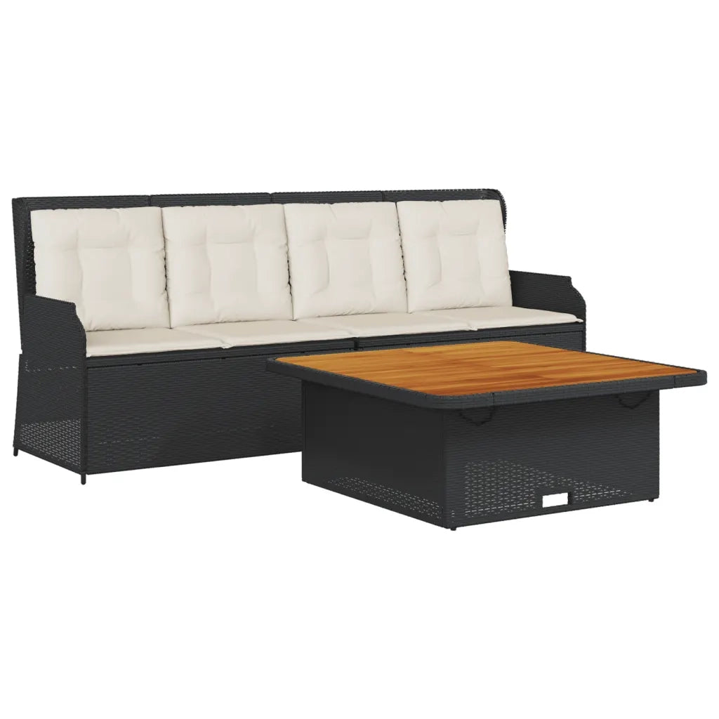 Set Divani da Giardino 3 pz con Cuscini in Polyrattan Nero 3262587