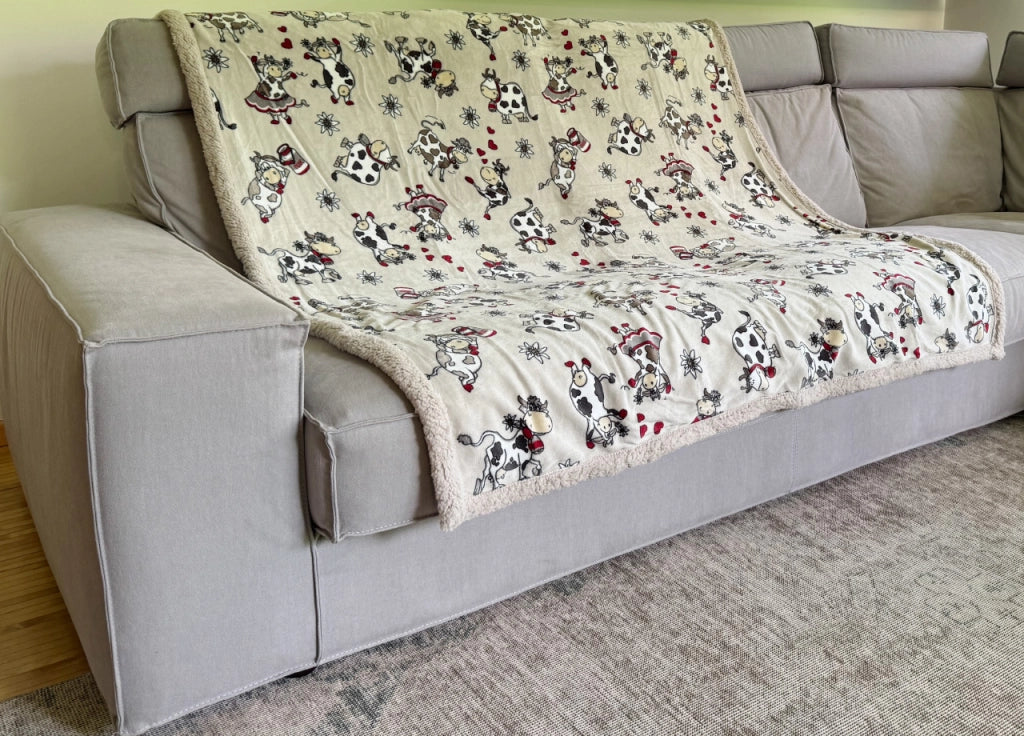 Plaid Morbido Stampato Coperta Calda Inverno Divano Sherpa Disegno Mucchine - Singolo - Mucchine