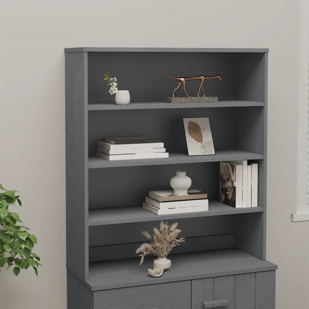 Piano Credenza | Madia | Buffet da pranzo | Armadio da pranzo HAMAR Grigio Scuro 90x30x100 cm Legno di Pino