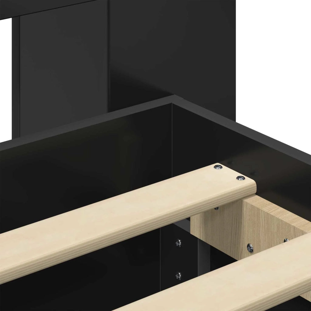 Struttura del letto con stoccaggio e testata Nero 180 x 200 cm 3433979