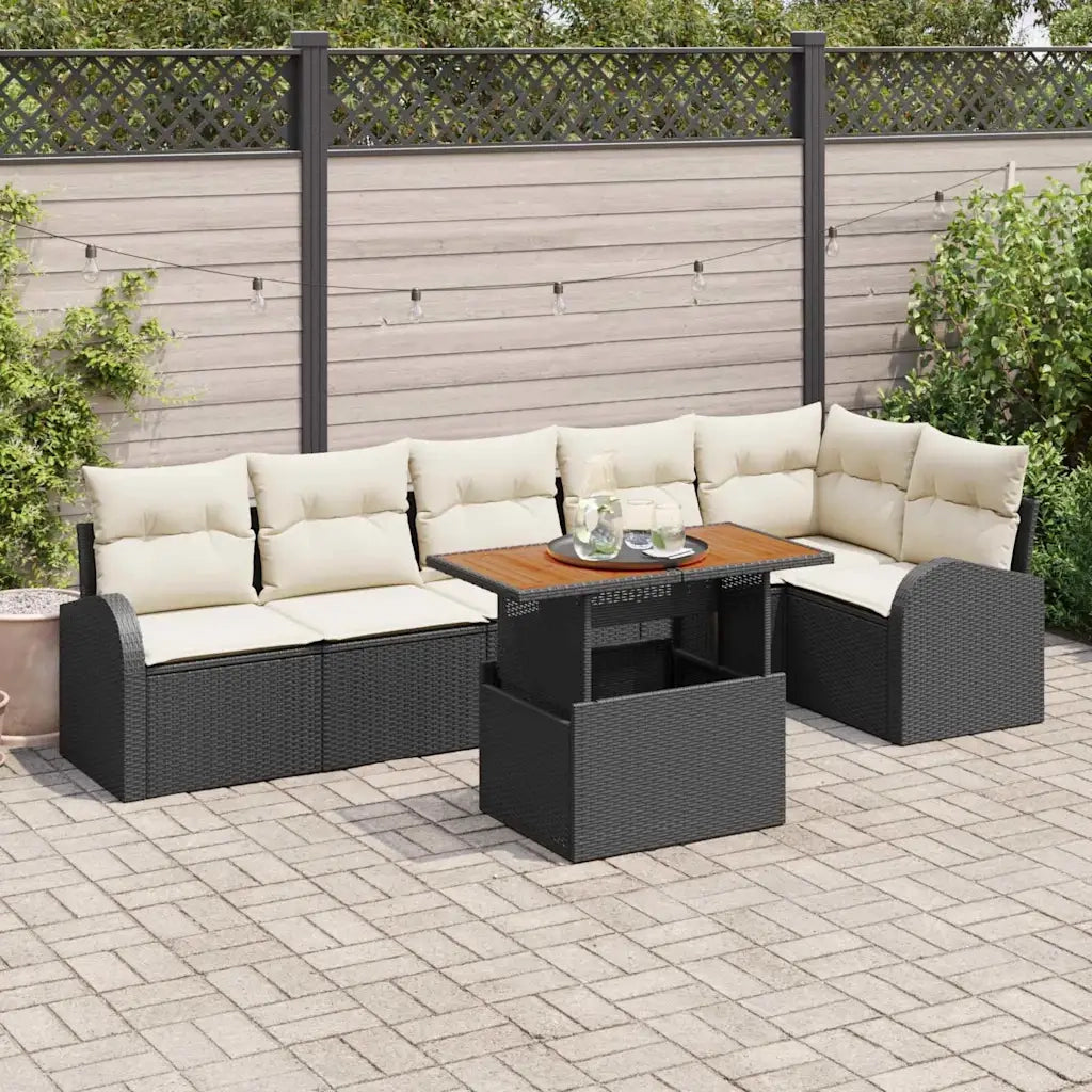 Set Divano da Giardino con archiviazione 7 pcs Nero Poly Rattan 3358329