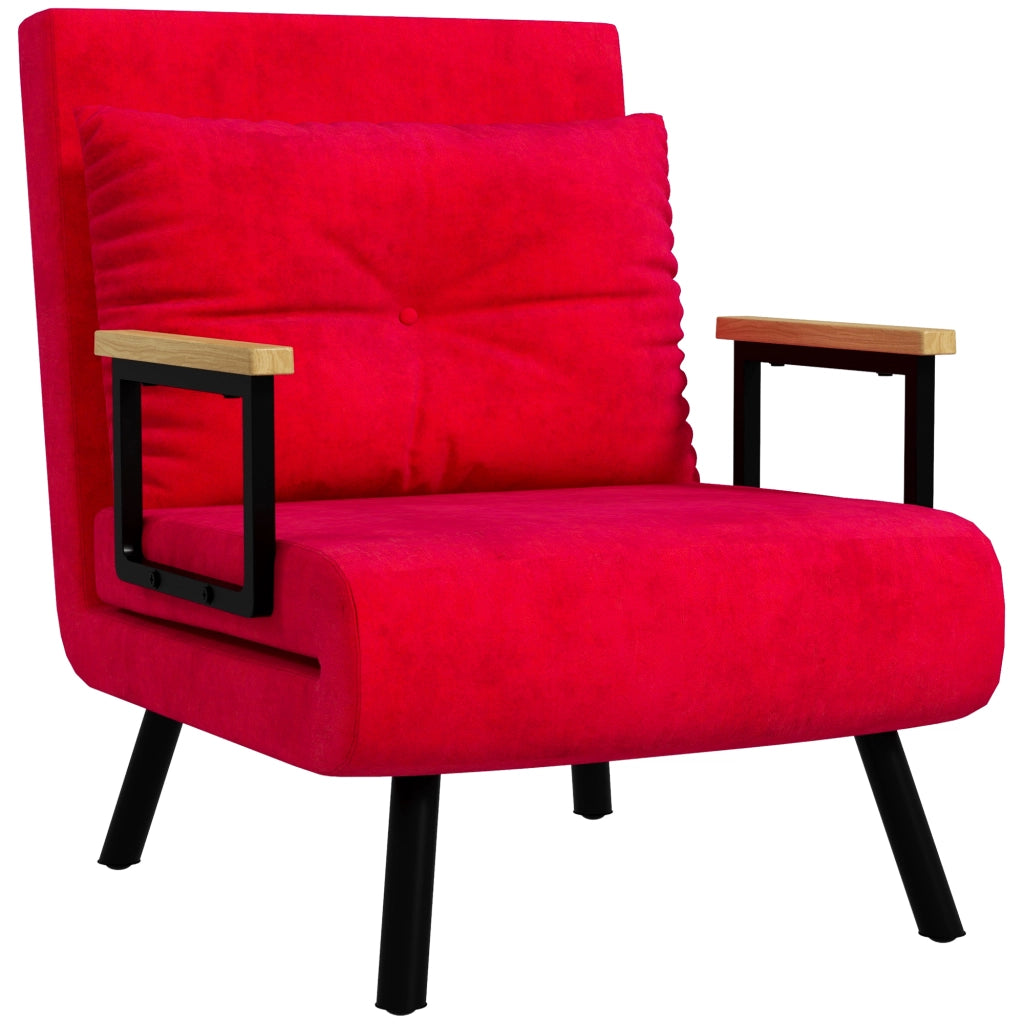 Poltrona Letto Pieghevole ¨C Minimal ¨C Velluto Rosso 63x73x81 cm