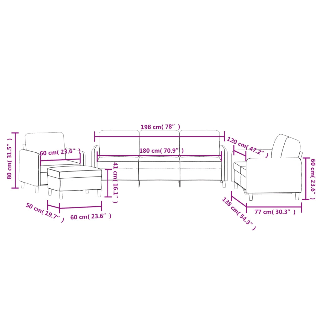 Set di Divani 4 pz Crema in Velluto 3201952