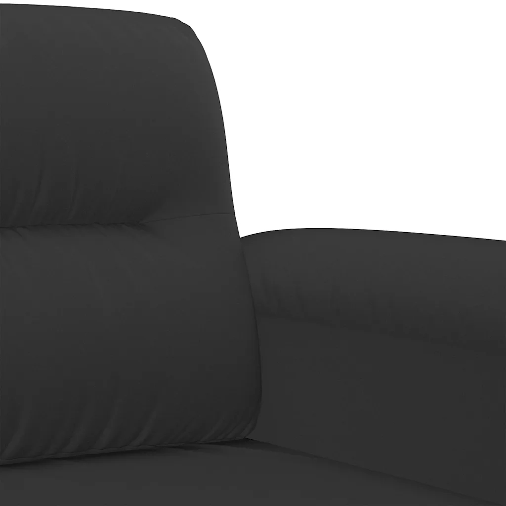 Set Divani 3 pz con Cuscini Nero in Tessuto Microfibra