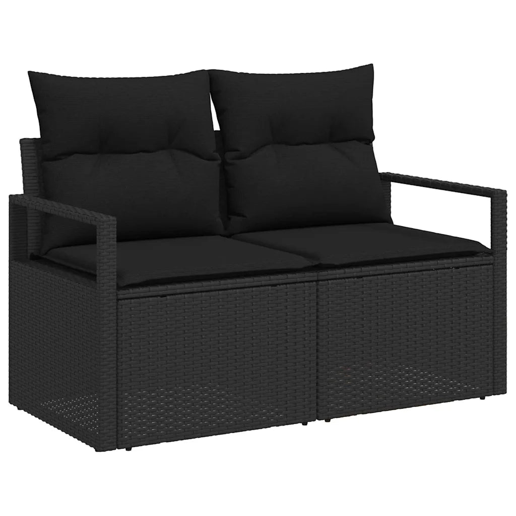 Set Divano da Giardino con cuscino 9 pcs Nero Poly Rattan 3359820