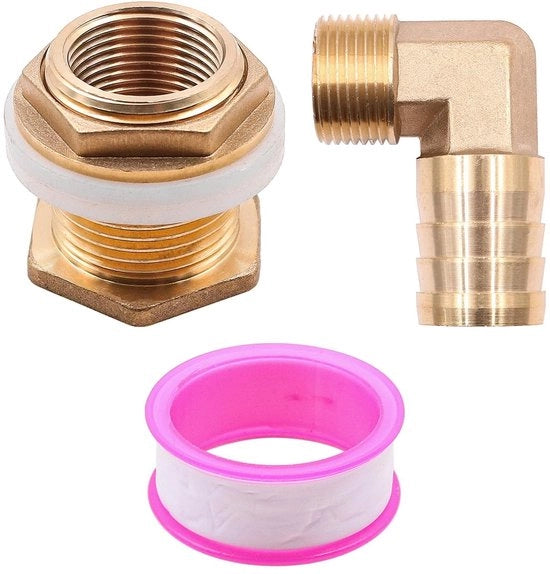 Adattatore per tubi idraulici in ottone 3/4 pollici - 1 pollice - con valvola di raccordo 25 mm - serbatoi d'acqua - sistemi di irrigazione - resistente all'ossidazione e corrosione - adattatore