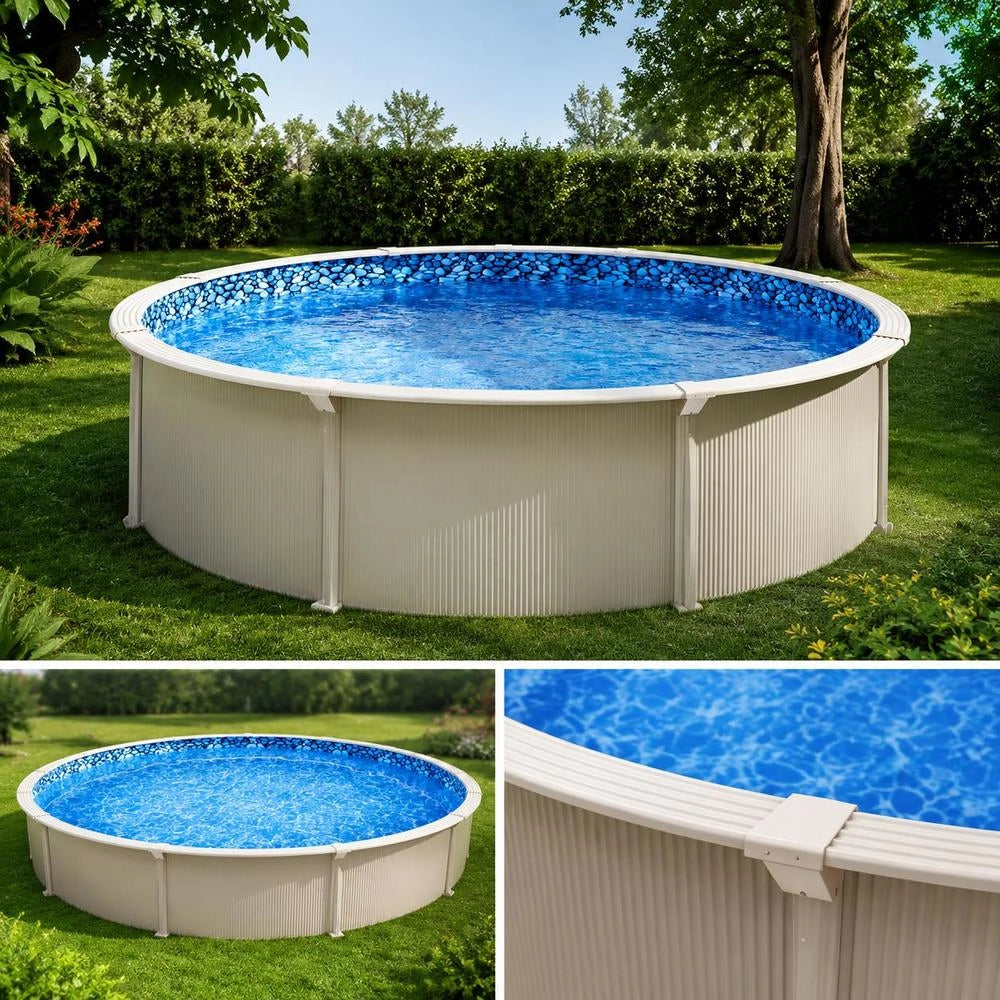 Round Pool Liner, Φ 640x120 Cm, Inner Liner, Replacement Liner, Pool Liner, Unibead Style Vinyl Liner With Standard Thickness, For Above-ground Pools With A 132 Cm Wall Height