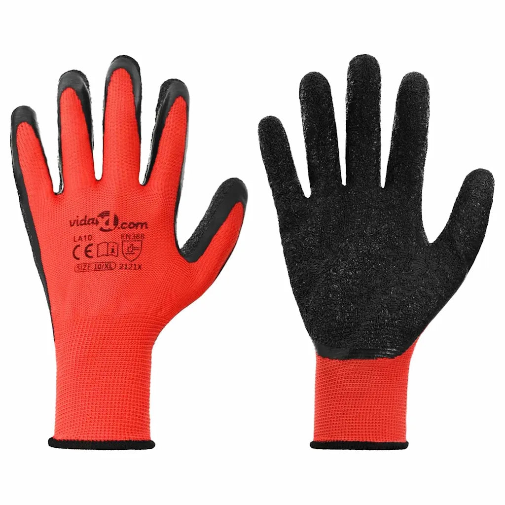 Guanti da Lavoro 12 pz Rosso e Nero 10 / xl CFW7375514