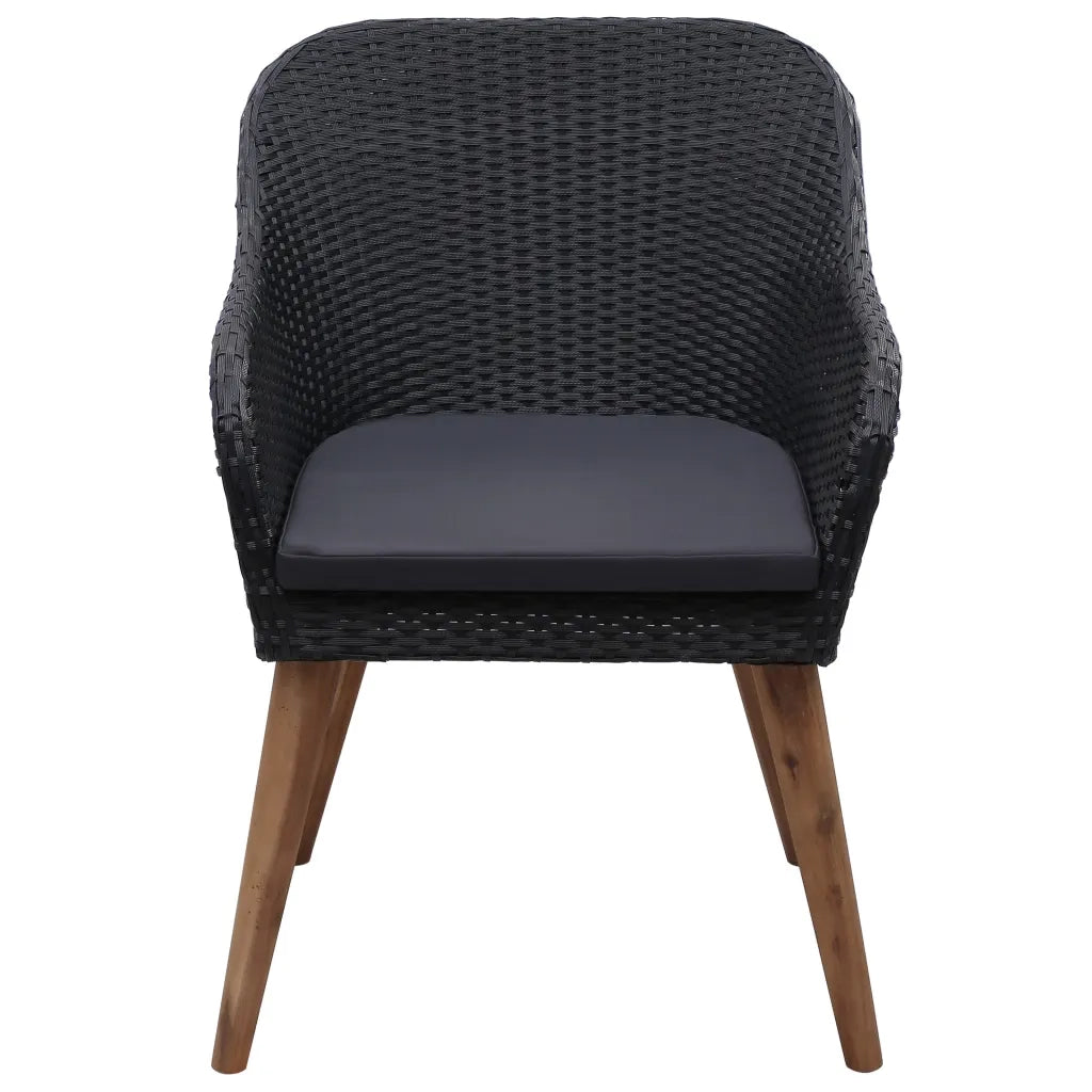 Set da Pranzo da Giardino 9 pz in Polyrattan Nero
