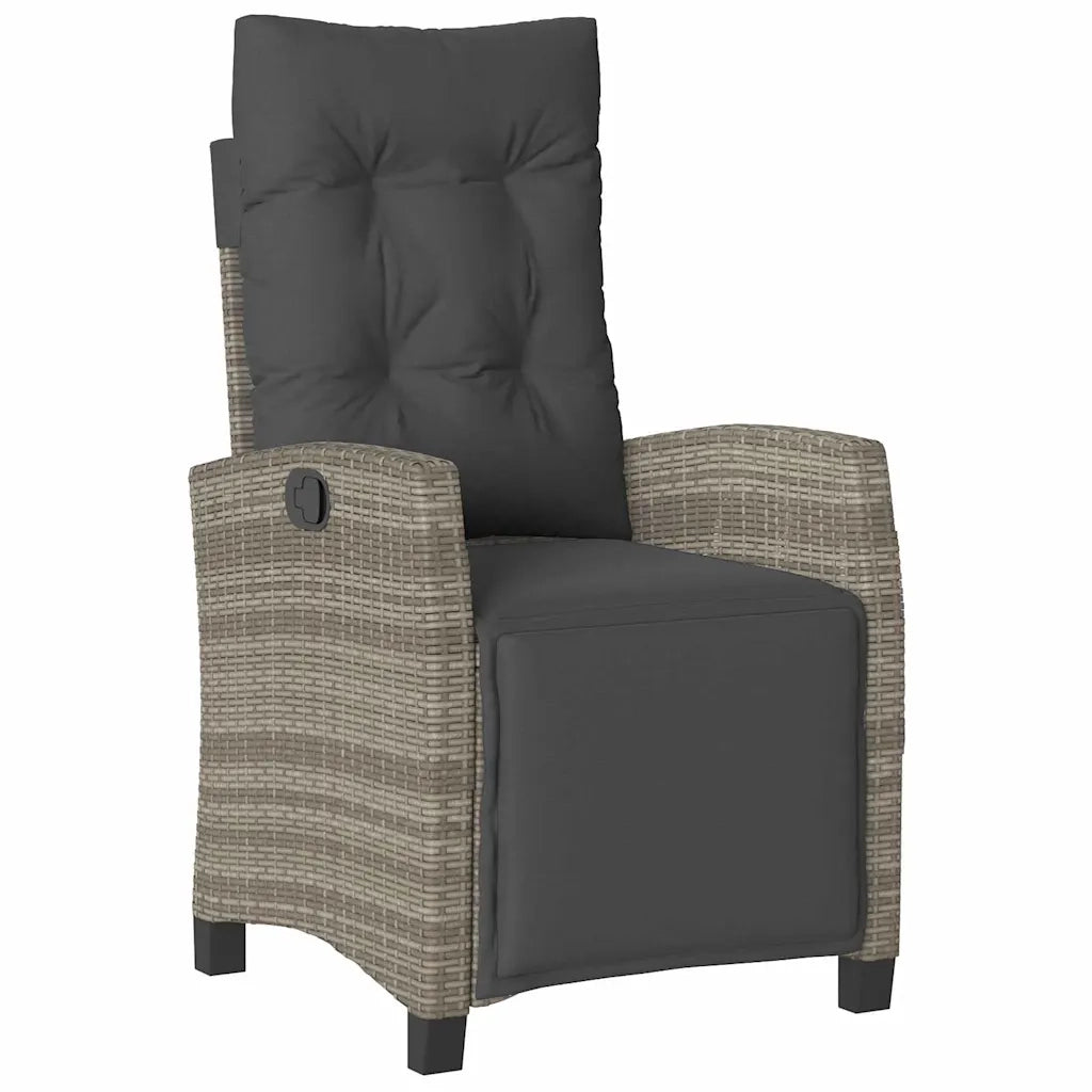 Set da Pranzo per Giardino con cuscino 7 pcs Grigio polyrattan