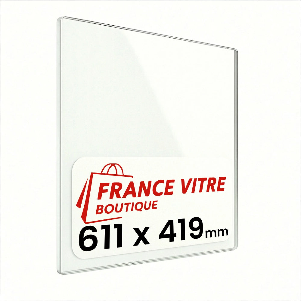 611 x 419 x 4 mm - Vetro per stufa a legna - vetro camino di ricambio - vetro per caminetto resistente al fuoco - France Vitre