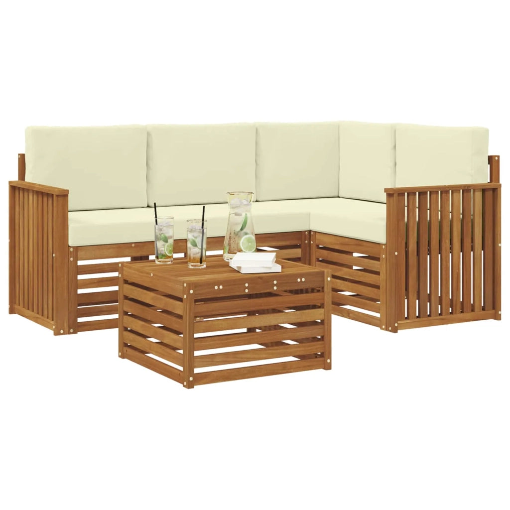 Set di divani da esterno con cuscino 5 pcs Naturale e Crema 3374765