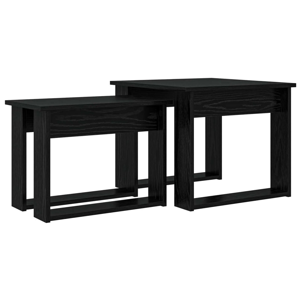 Set di Tavolini da Caffè 2 pcs Rovere Nero Legno multistrato 8000125