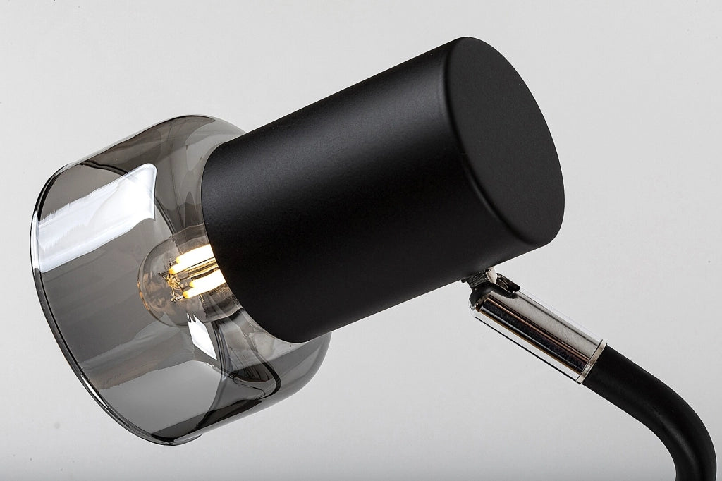 Lampada da tavolo nera minimal vetro fumé orientabile E14 Rabalux