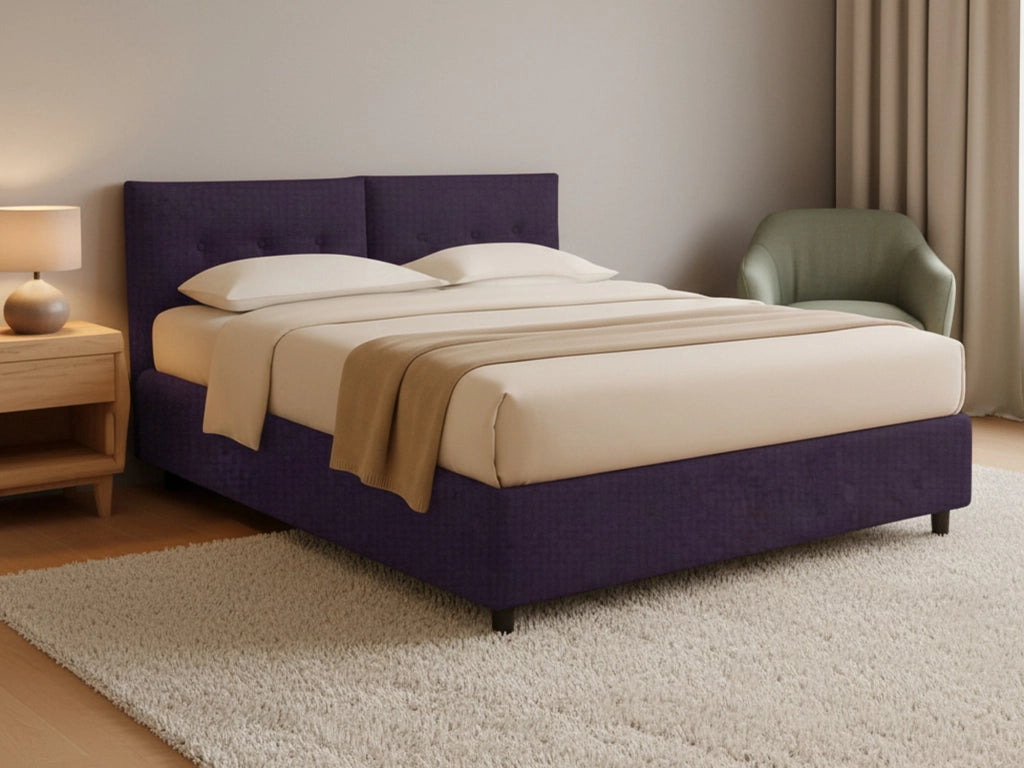 Derby, Letto Matrimoniale Sfoderabile Made in Italy, Viola