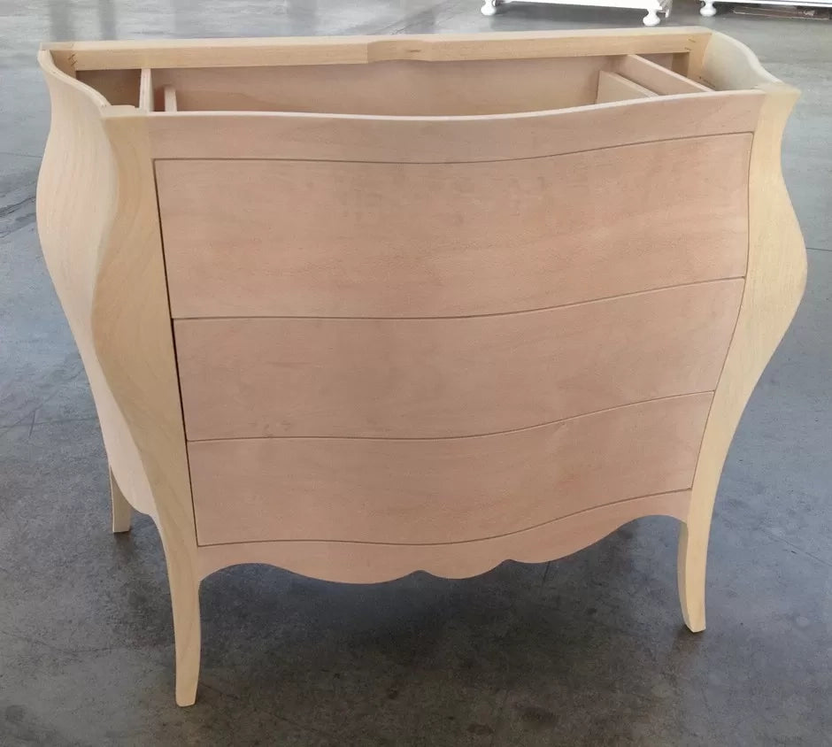 Mobile bagno bombato 3 cassetti grezzo  l.118 p.55 h.82 - Mobili 2G