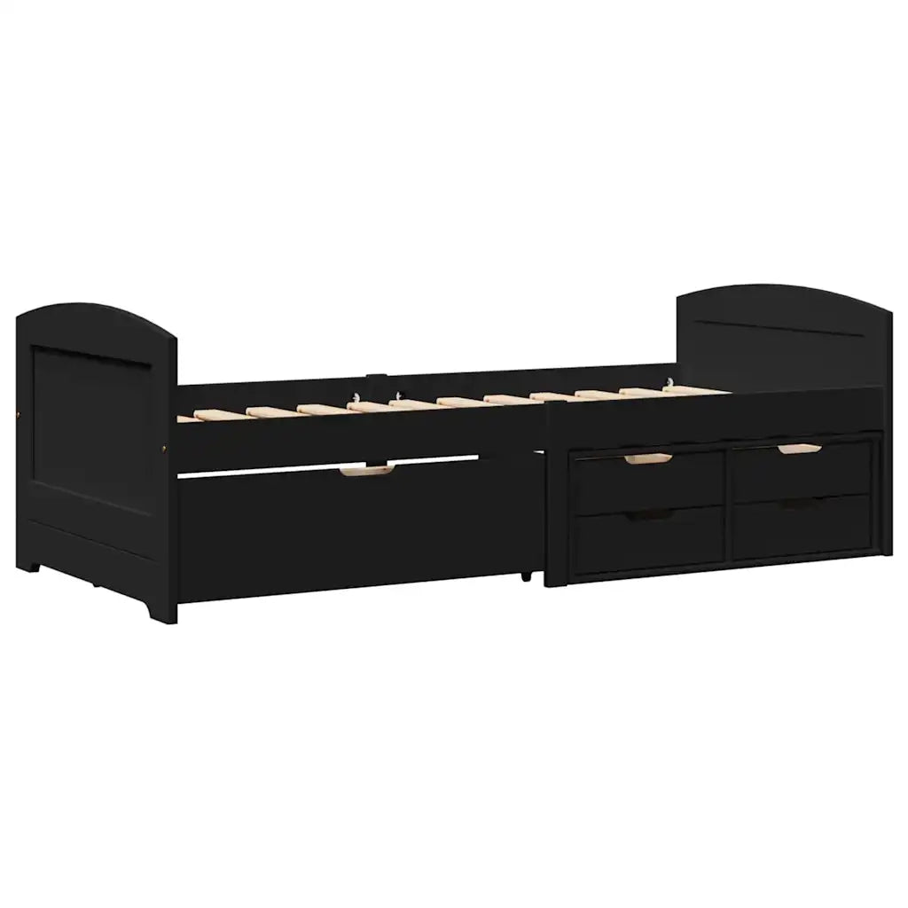 Dormeuse con 5 Cassetti senza Materasso-Divano Letto Nero 90x200 cm IRUN